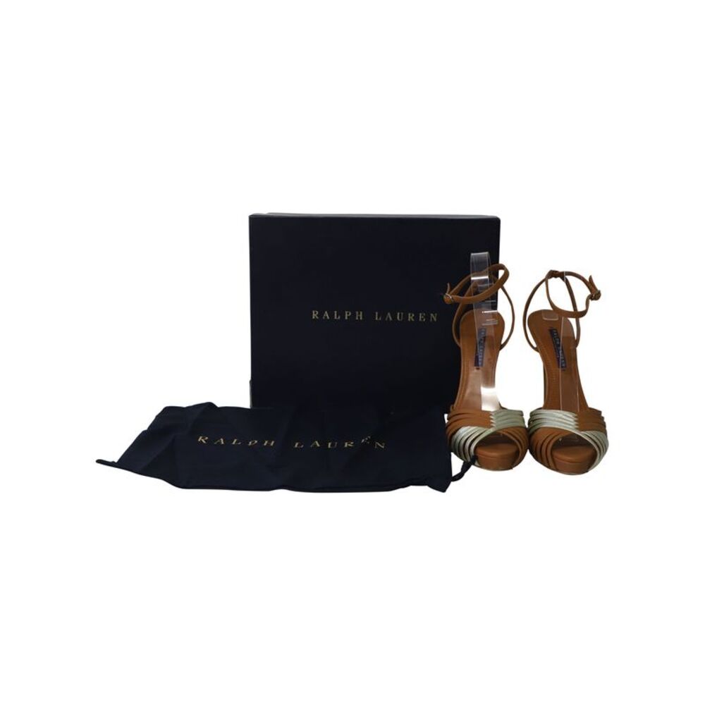 Ralph Lauren Jenine Ankle Strap High Heel Sandals in Multicolor Leather - Picture 8 of 8